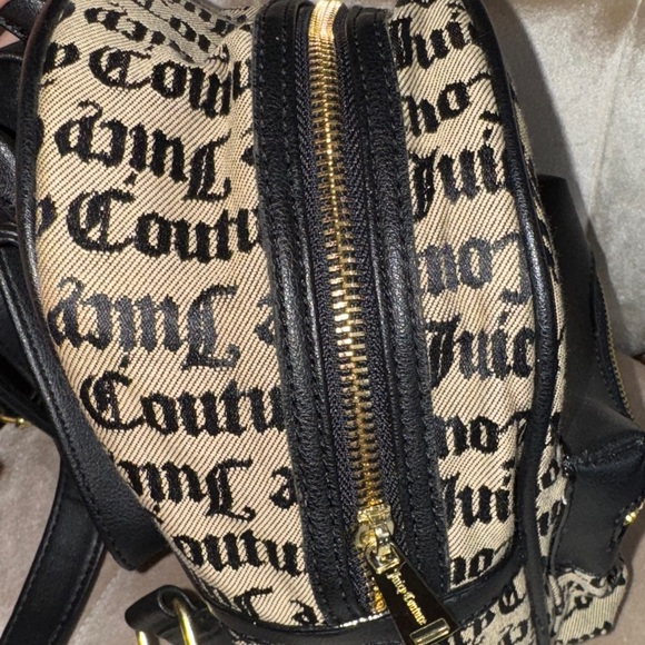 Juicy Couture Logo Print Backpack in Black and Cream - Picture 3 of 14